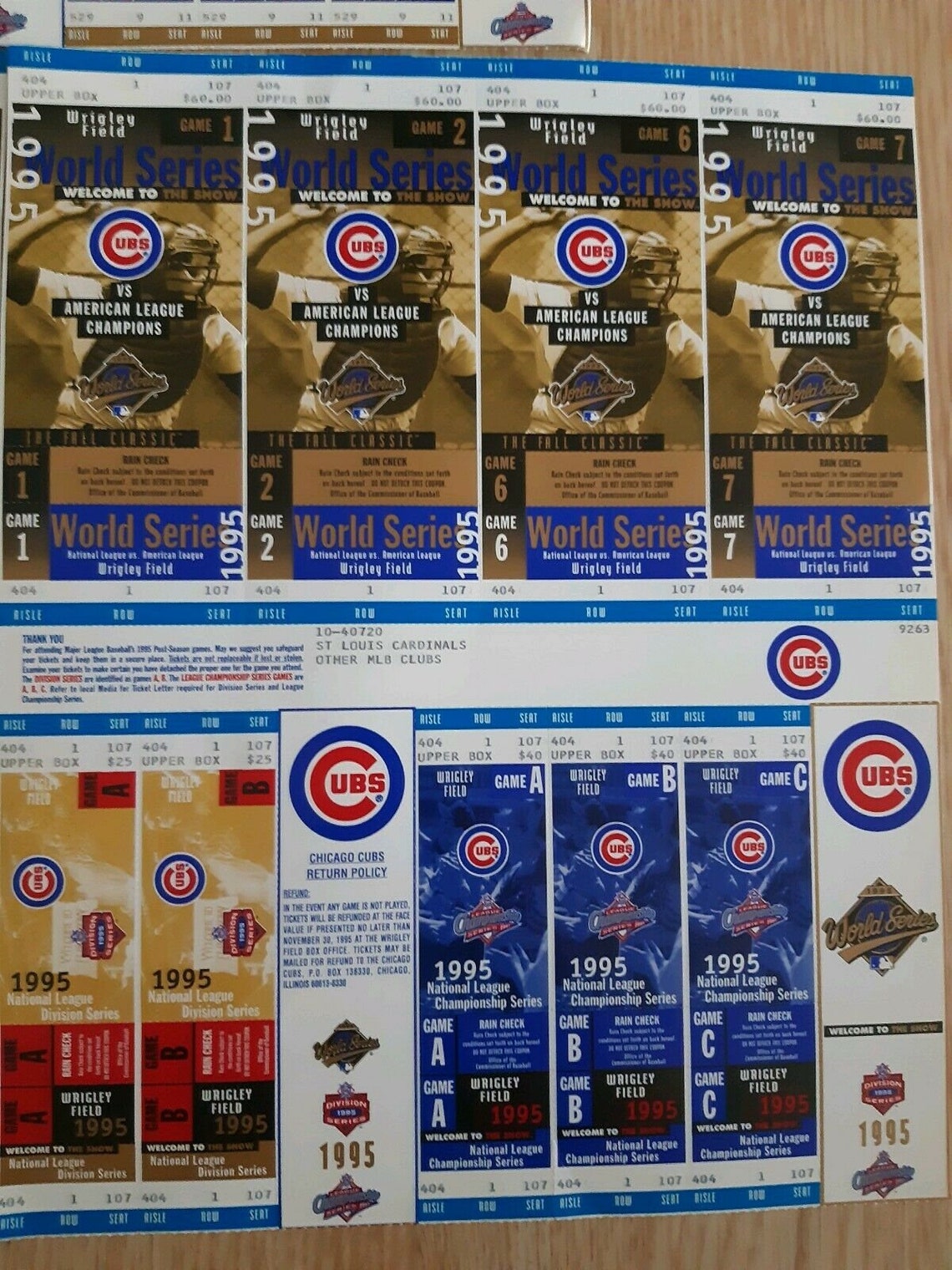Vintage Chicago Cubs Phantom Tickets 1995 National League Etsy