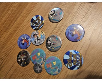 Lot of 10 Vintage Disney Button Pins Ariel Little Mermaid Mickey Mouse
