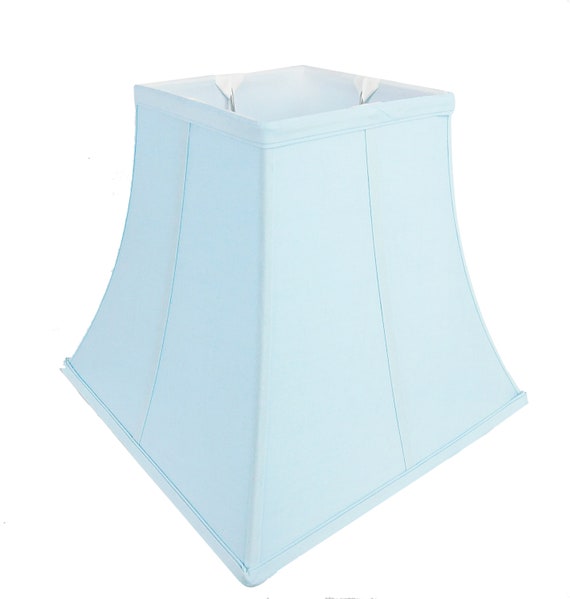 Blue Linen Fabric Lined Square Bell Lamp Shade