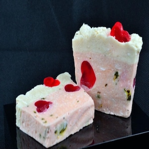 Cleansing and Clarifying Rose and Pink Salt Soap Slice - Vegan - Cold Process Soap - Salt Crust - Discounted 6 Slices -Sliced Loaf 10 Slices