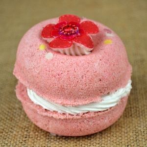 Melon Doughnut Bath Bomb in a Bakery Gift Box with Tissue Paper and Ribbon