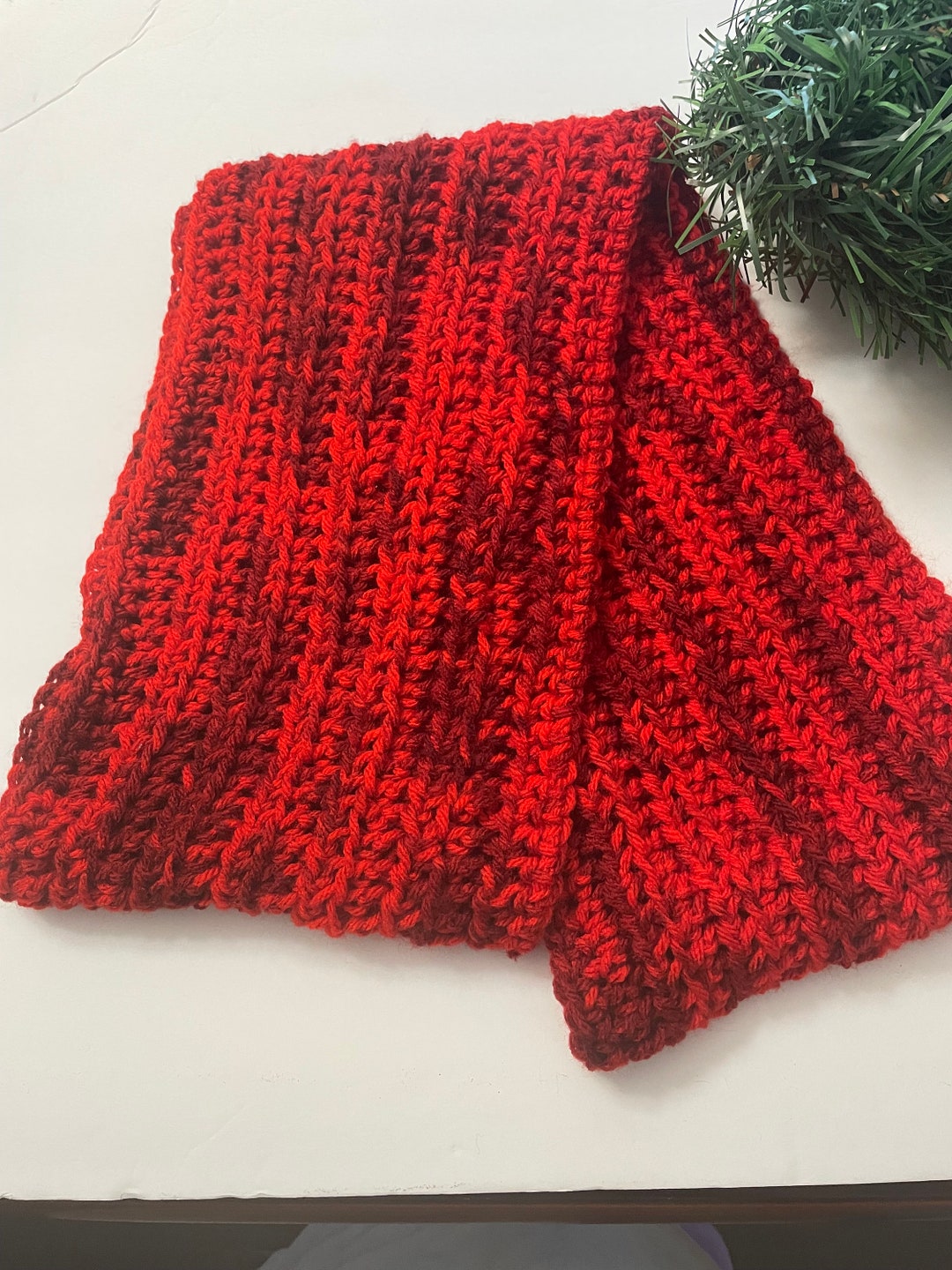 Red Crochet Infinity Scarf - Etsy