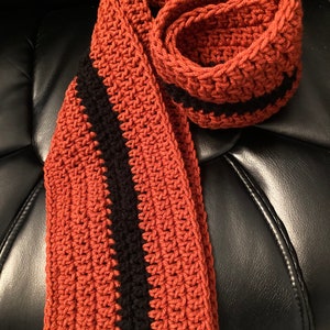 Orange and Black Crochet Infinity Scarf