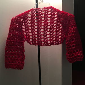 Crochet Shrug - Red, Black or White