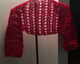 Crochet Shrug - Red, Black or White