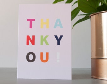 Thank you card - bright colours - bold text