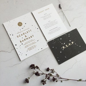 Paint Splatter SAMPLE Wedding Invitation gold foil, hot foil, hand stamped, letterpress, hand painted, invites UK, USA, Australia image 5