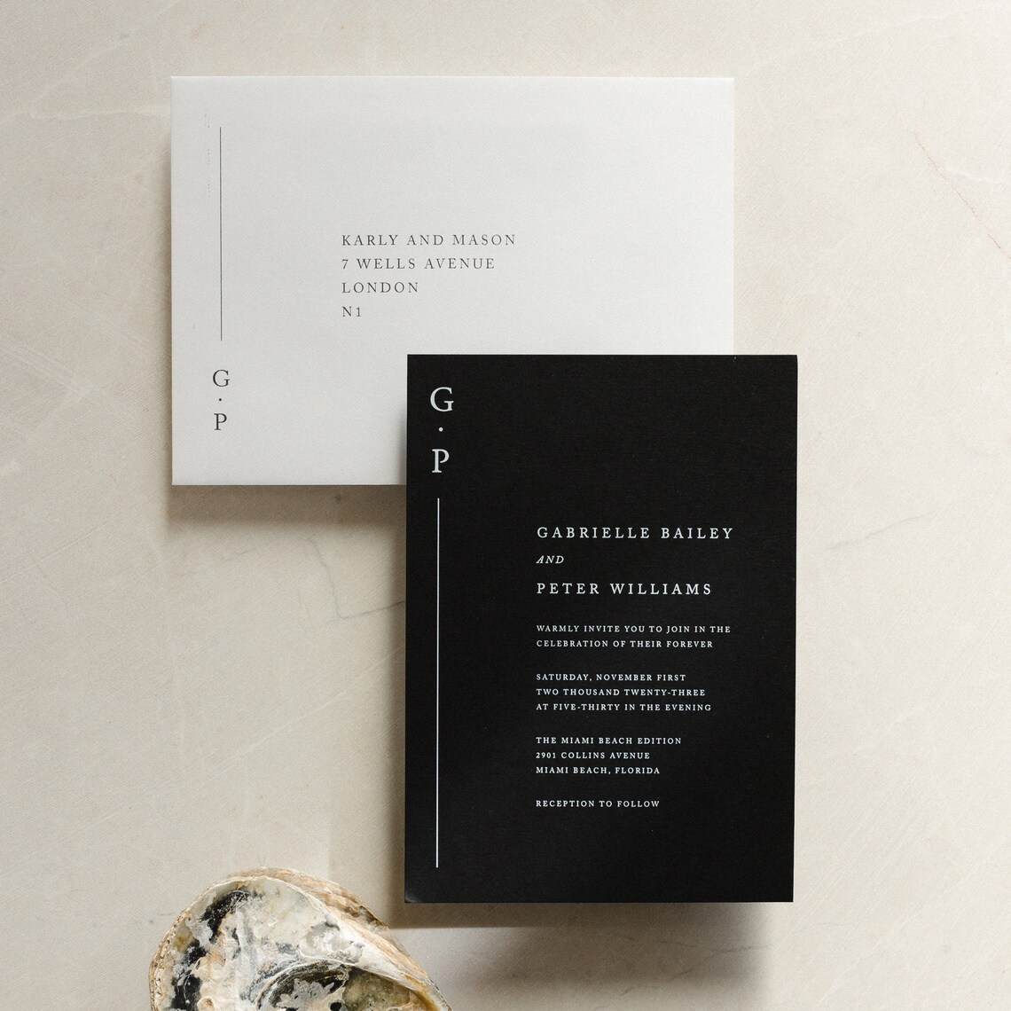 Bare Notes SAMPLE Wedding Invitation - Modern, Stylish, Minimal, Mocha ...
