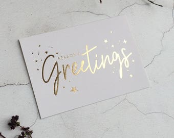 Carte de Noël de fleuret d’or de luxe - Salutations de saison