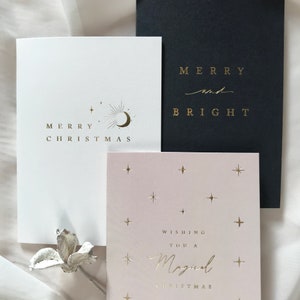 Blush, Marine und Weiß Luxus Goldfolie Weihnachtskarten