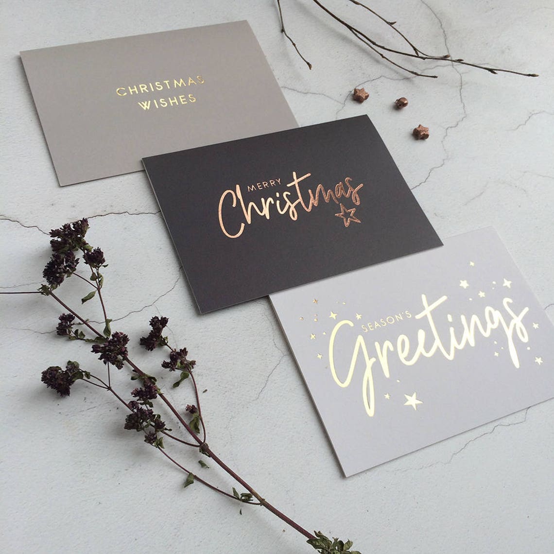 Luxury Gold Foil Christmas Cards Etsy