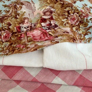French Fabric Bundle Coordinated Antique & Vintage Textiles For Sewing Home Decor Mixed Media Craft Projects