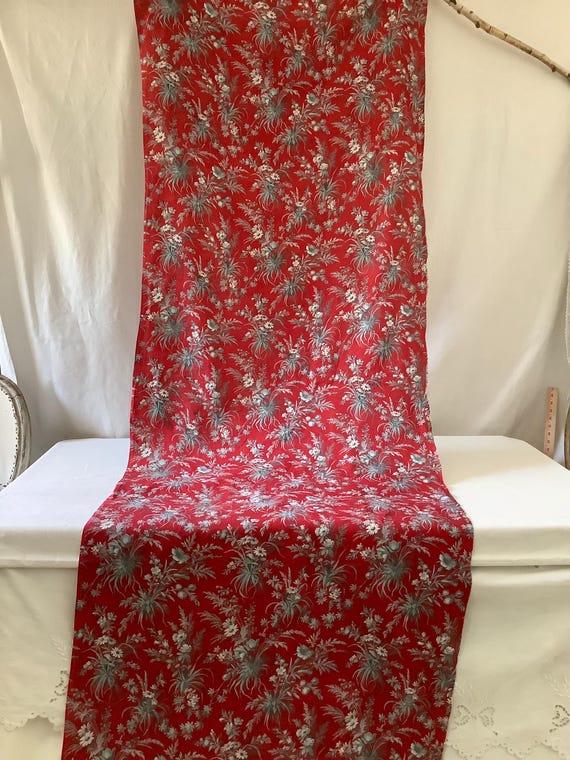 19世紀花柄ファブリック コットン フランスアンティーク 布地