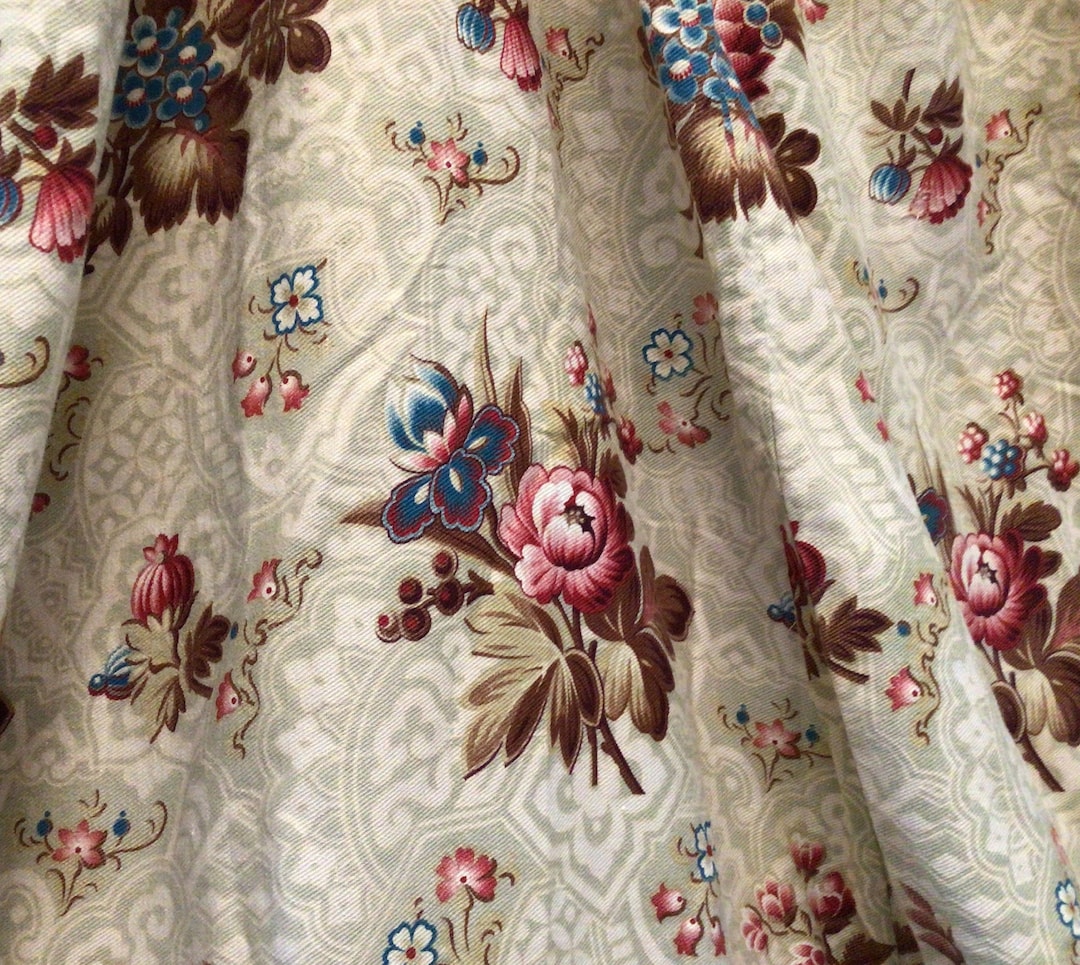 Antique French Fabric 19th Century Floral