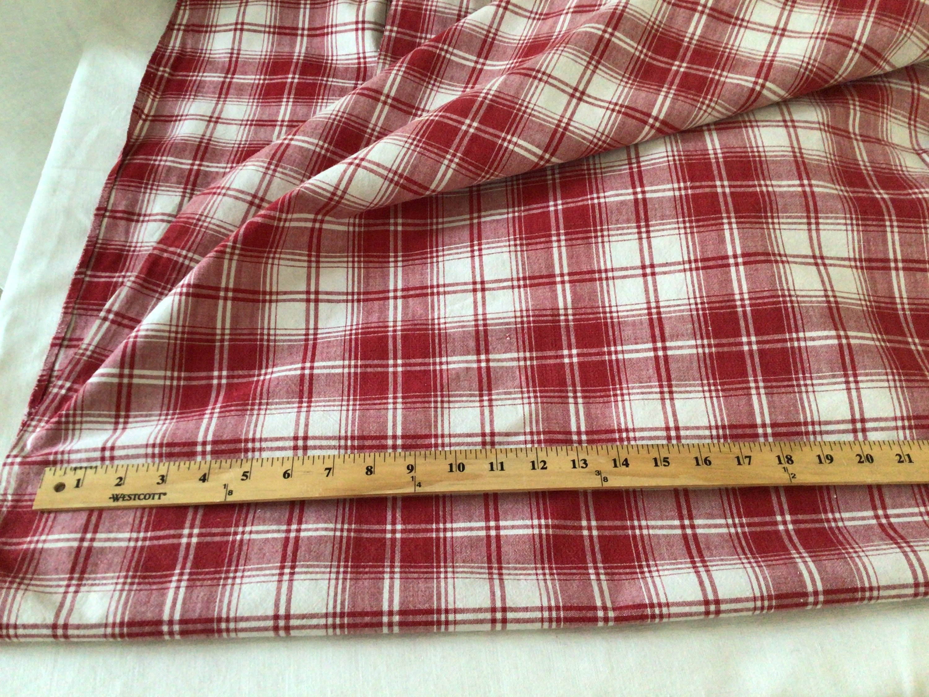 Antique French Red /White Plaid Cotton/ Linen Fabric | Etsy