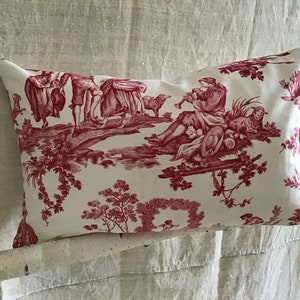 Delightful  French Toile de Jouy Fabric Pillow &quot;The Delights of the Four Seasons&quot;