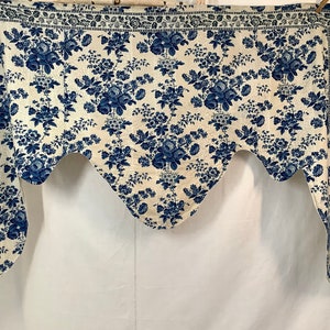 Antique French Valance Stunning  Block Printed Blue 19th Century
