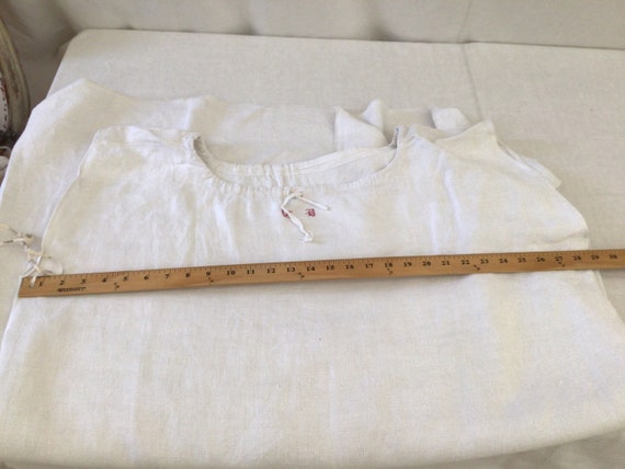 Antique French linen night dressing gown peasant … - image 9