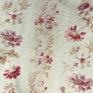 Delightful Antique French Floral Print Cotton Faded Shabby Chic