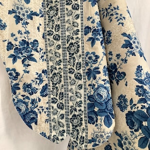Antique French Valance Stunning  Block Printed Blue 19th Century