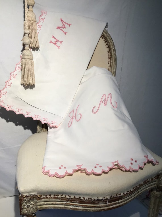 Lovely Vintage Cotton Sheet and Matching Pillow Sham Monogram Etsy