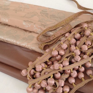 Exquisite Coordinated Collection of Antique French Silk Fabric  & Trims Lyon For Sewing Home  Decor