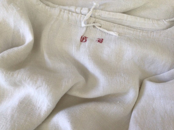 Antique French linen night dressing gown peasant … - image 6