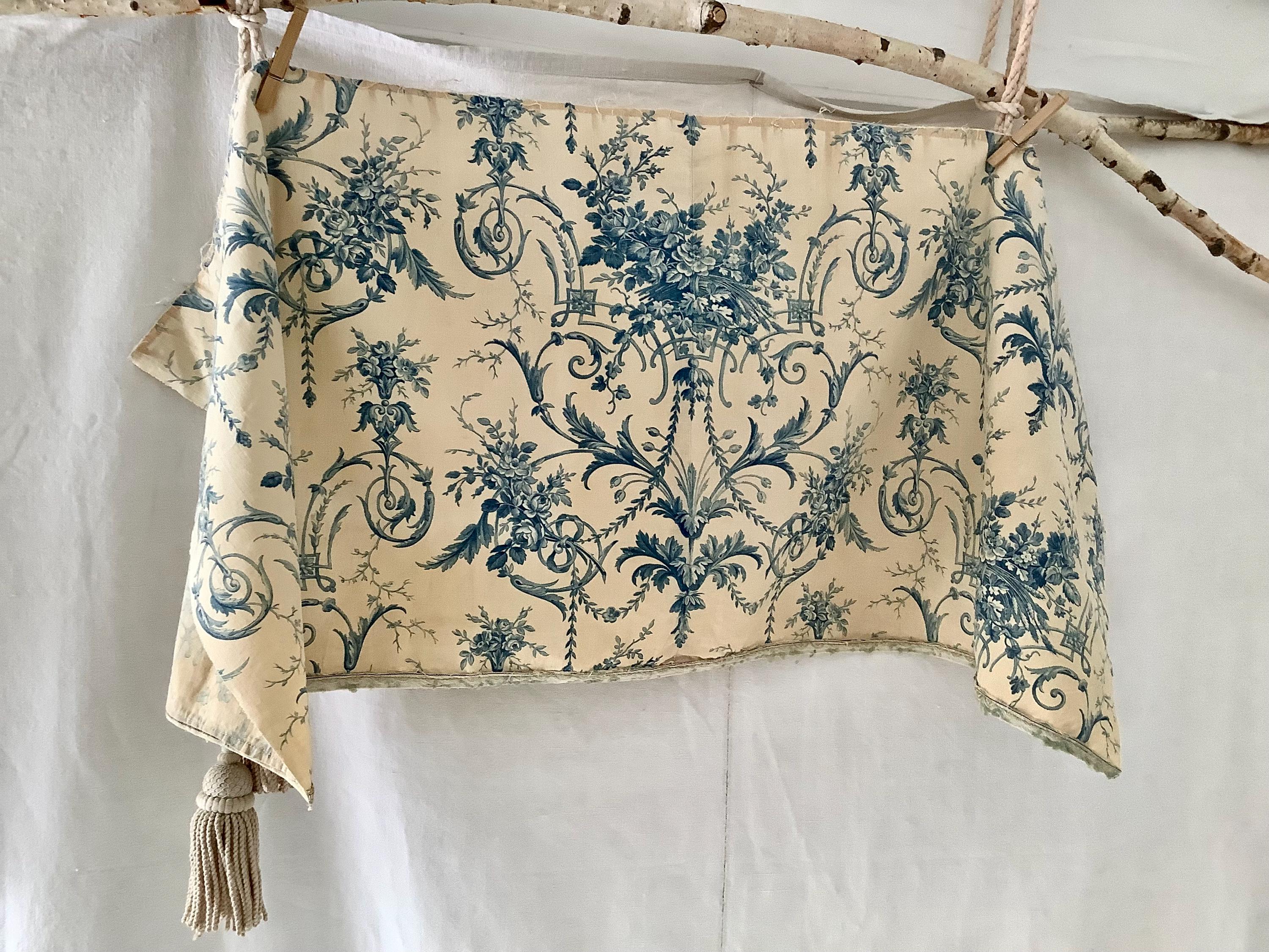 Antique French Cotton Fabric 19th C. Blue Neoclassical Floral - Etsy
