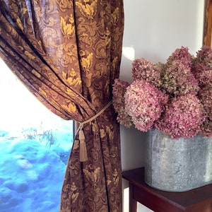 Antique French Printed  Cotton Fabric  Curtain Panel Late 19th Century