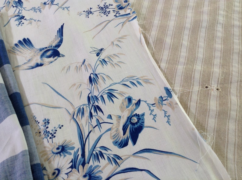 Antique Vintage French Fabric Coordinates bundles project Ticking Floral Vichy