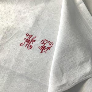 Set of 5 Antique French Cotton Linen NapkinsTowel Monogram  MV