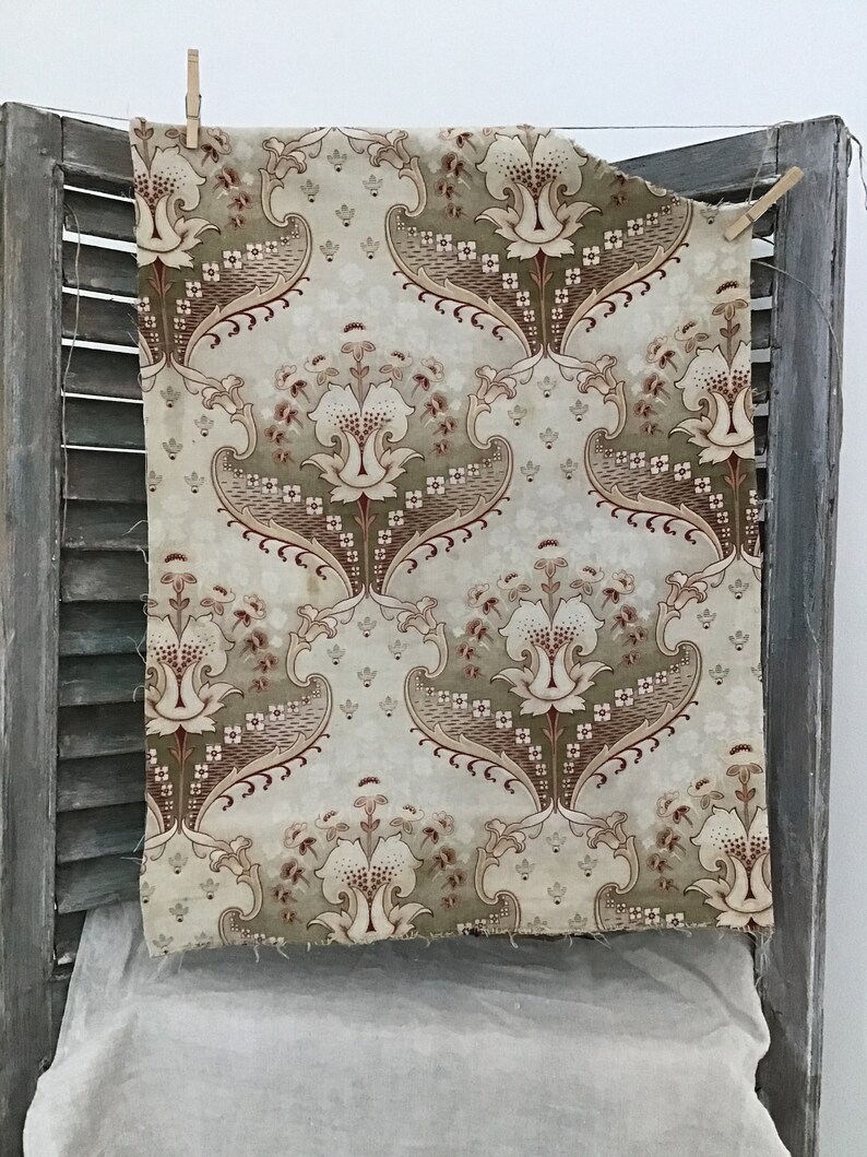 Antique Vintage French Fabrics Coordinated Bundle For Projects Art Nouveau Ticking