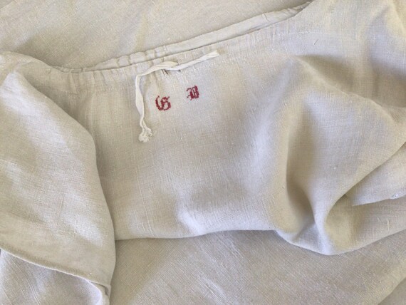 Antique French linen night dressing gown peasant … - image 7