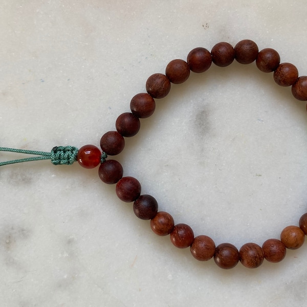 Rosewood and Aventurine Wrist Mala with Carnelian