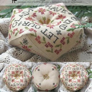 Let Our Gladness Biscornu by Heartstring Samplery