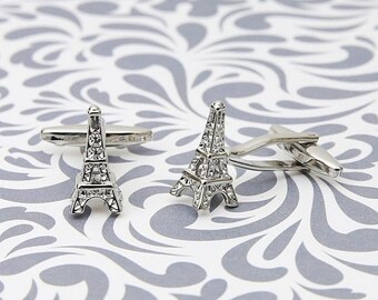 S0129 France Cufflinks Pair Lifetime Guarantee Eiffel Tower Cuff Links Paris Cufflinks