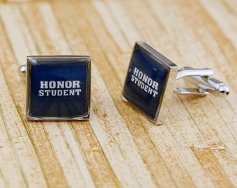 Honor Student Cufflinks Smart School Graduation Gift Books Nerd Ace Test