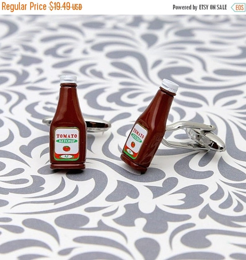 ON SALE Ketchup Condiment Cufflinks Burger image 1