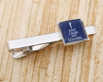 Keep Calm Go Golfing Tie Bar Clasp Clip Golf Sports Club Ball