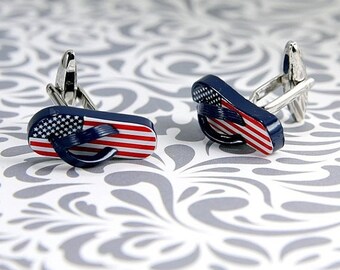 American Flip Flop Cufflinks - Sandales d’été Boutons de manchette en vente