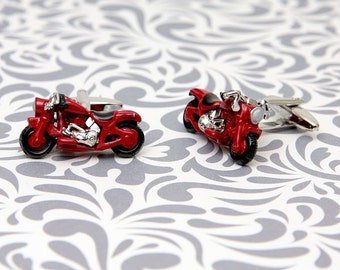 Red Motorcycle Motorbike Cufflinks