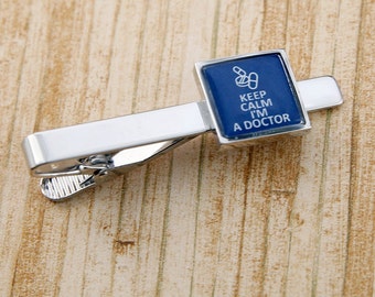 Keep Calm I'M A Doctor Tie Clip Bar Clasp Office Medical Stethoscope Gift