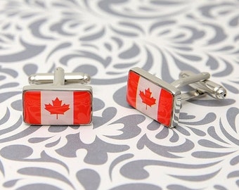 ON SALE Canada Flag Canadian Maple Leaf Cufflinks