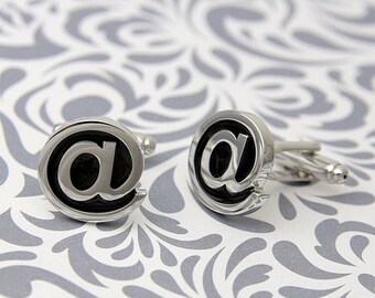 ON SALE At @ Twitter Internet Silver Cufflinks Social Media Tweet