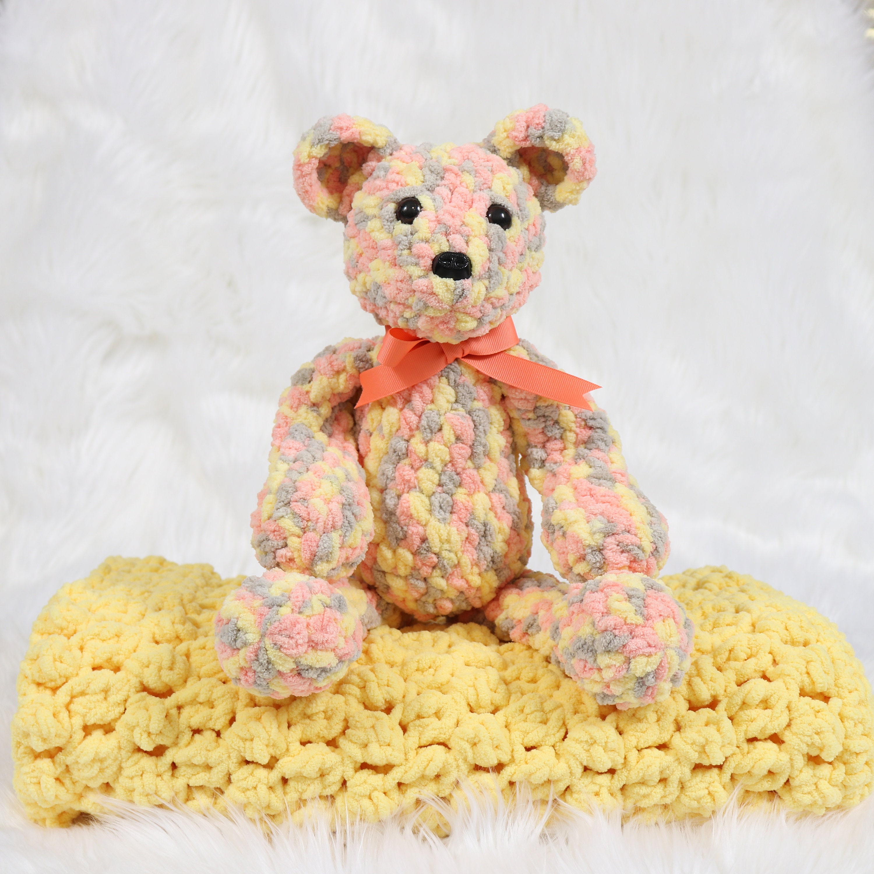 Yellow Baby Blanket Teddy Bear and Blanket Set Neutral Baby Etsy