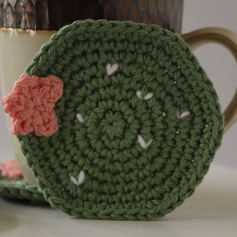 Crochet Cactus Coasters Set of 6 Prickly Pear Coaster Set | Etsy