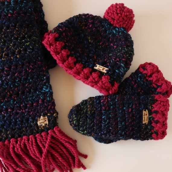 girls hat scarf and mittens