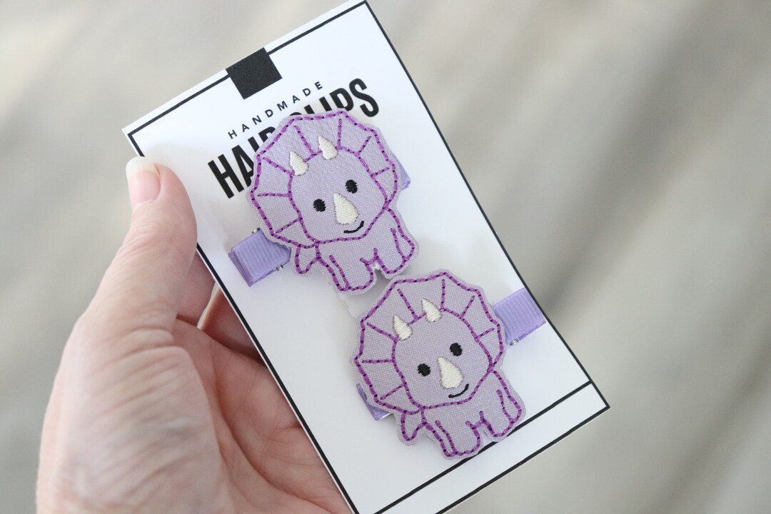 Triceratops Hair Clipspurple Dinosaur Hair Clipstoddler and Kids