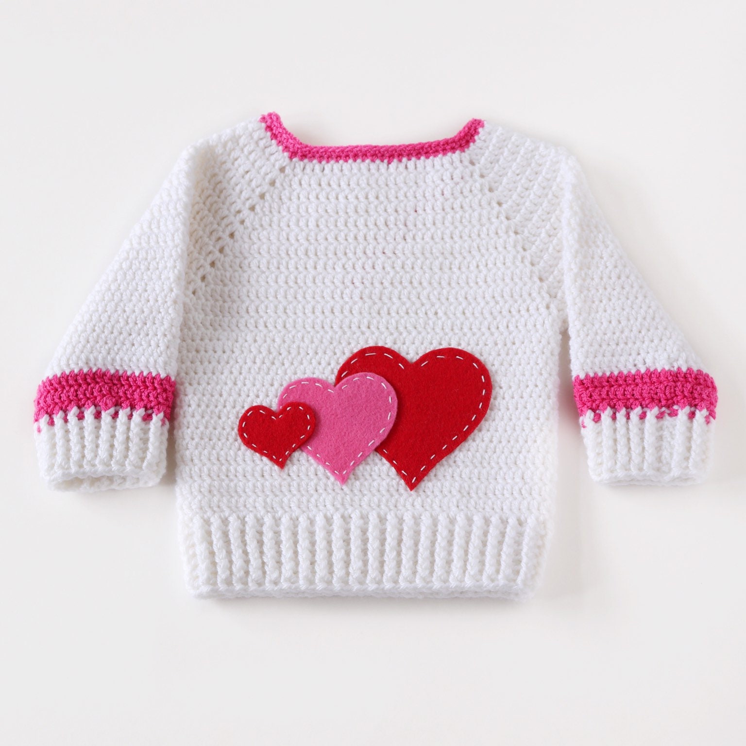 Baby Girl Sweater With Hearts Crochet Valentines Day Sweater Etsy