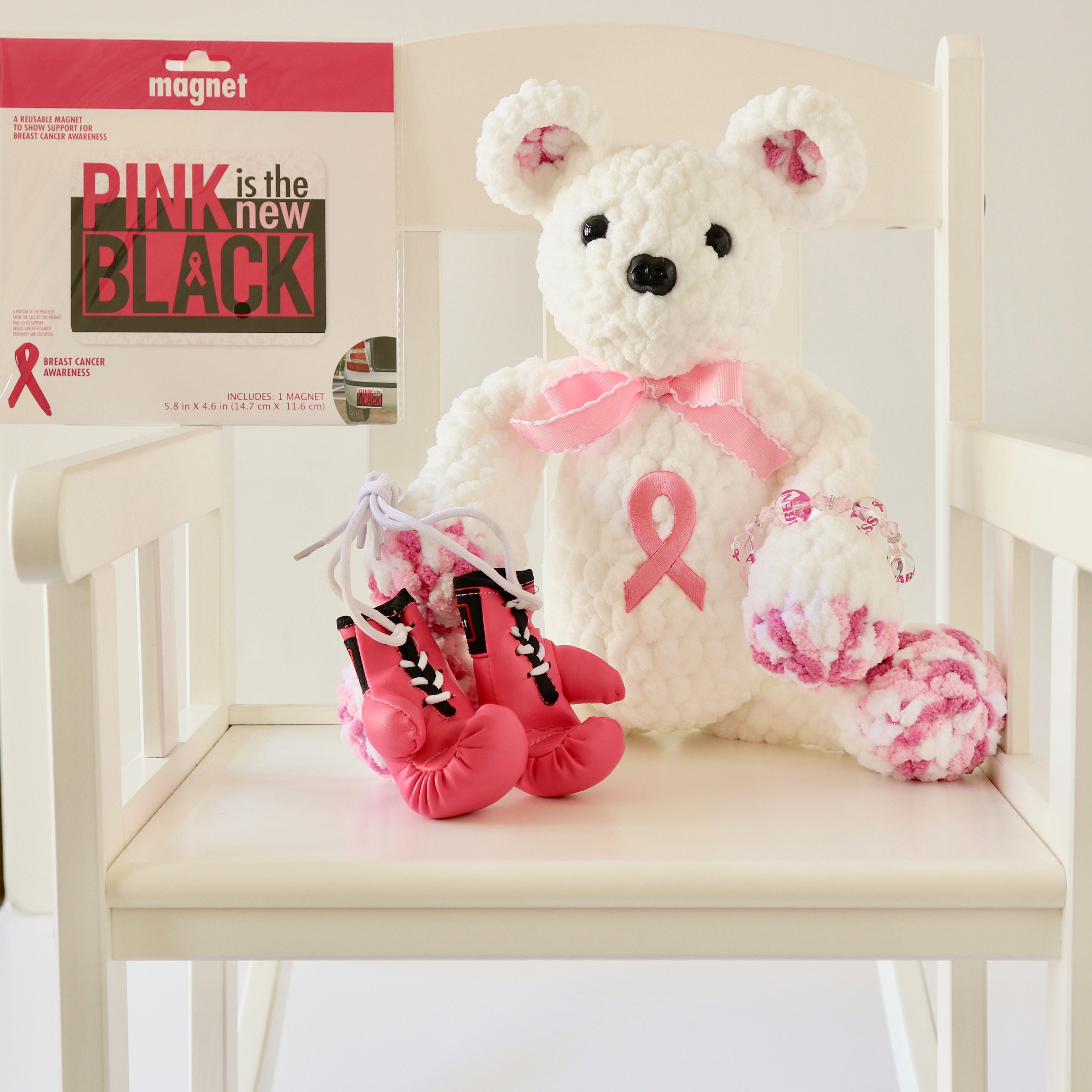 pink black teddy bear